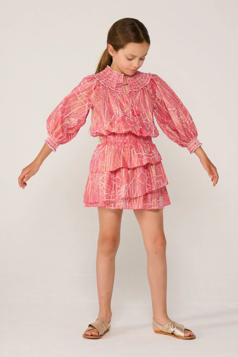 Mini Dress Anna for girls - Pink Akoya