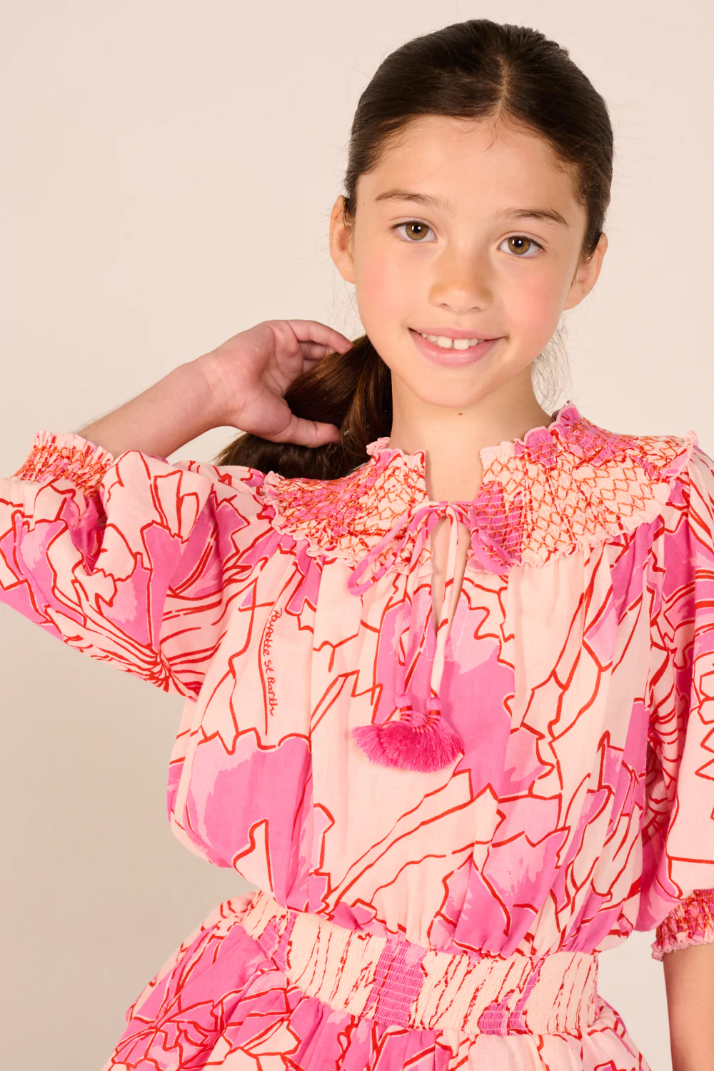 Mini Dress Anna for girls - Pink Petal - Image 2