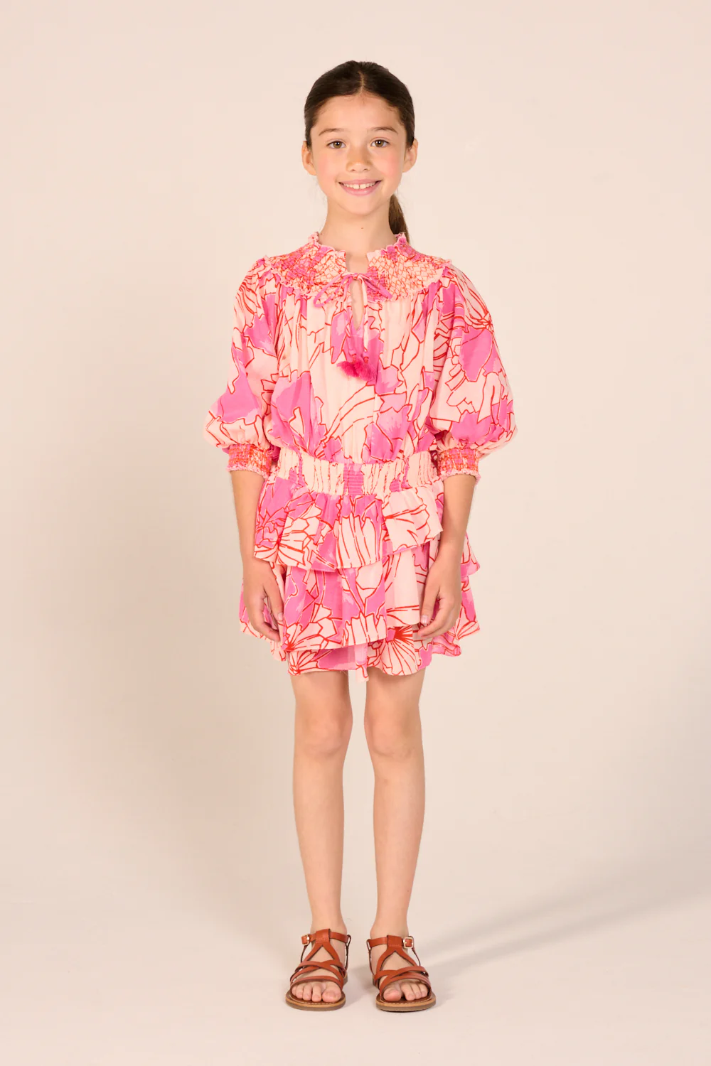 Mini Dress Anna for girls - Pink Petal - Image 3