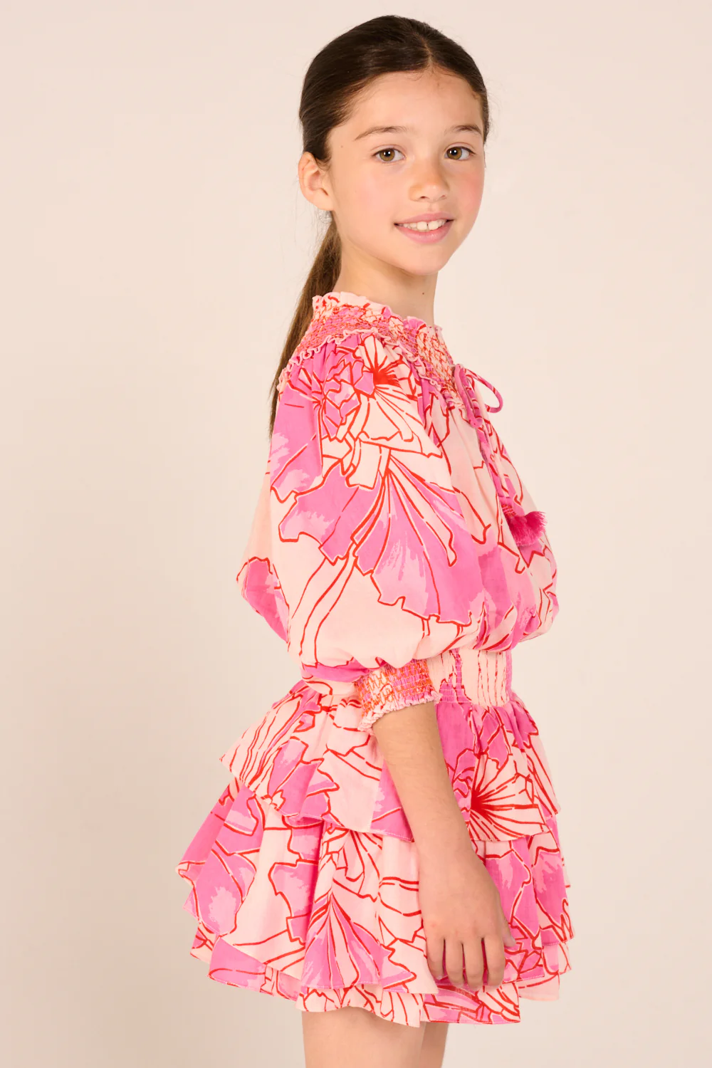 Mini Dress Anna for girls - Pink Petal - Image 4