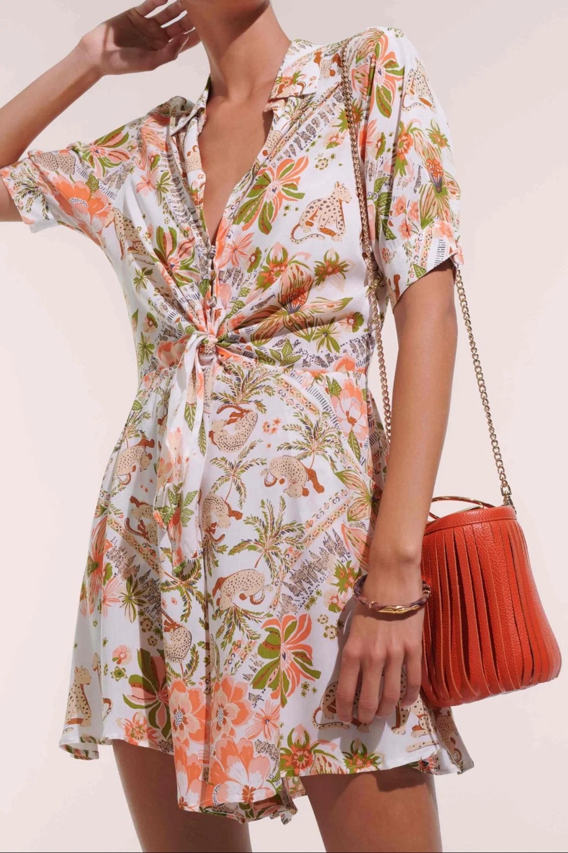 Mini Dress Bettina - Pink Leo Foulard
