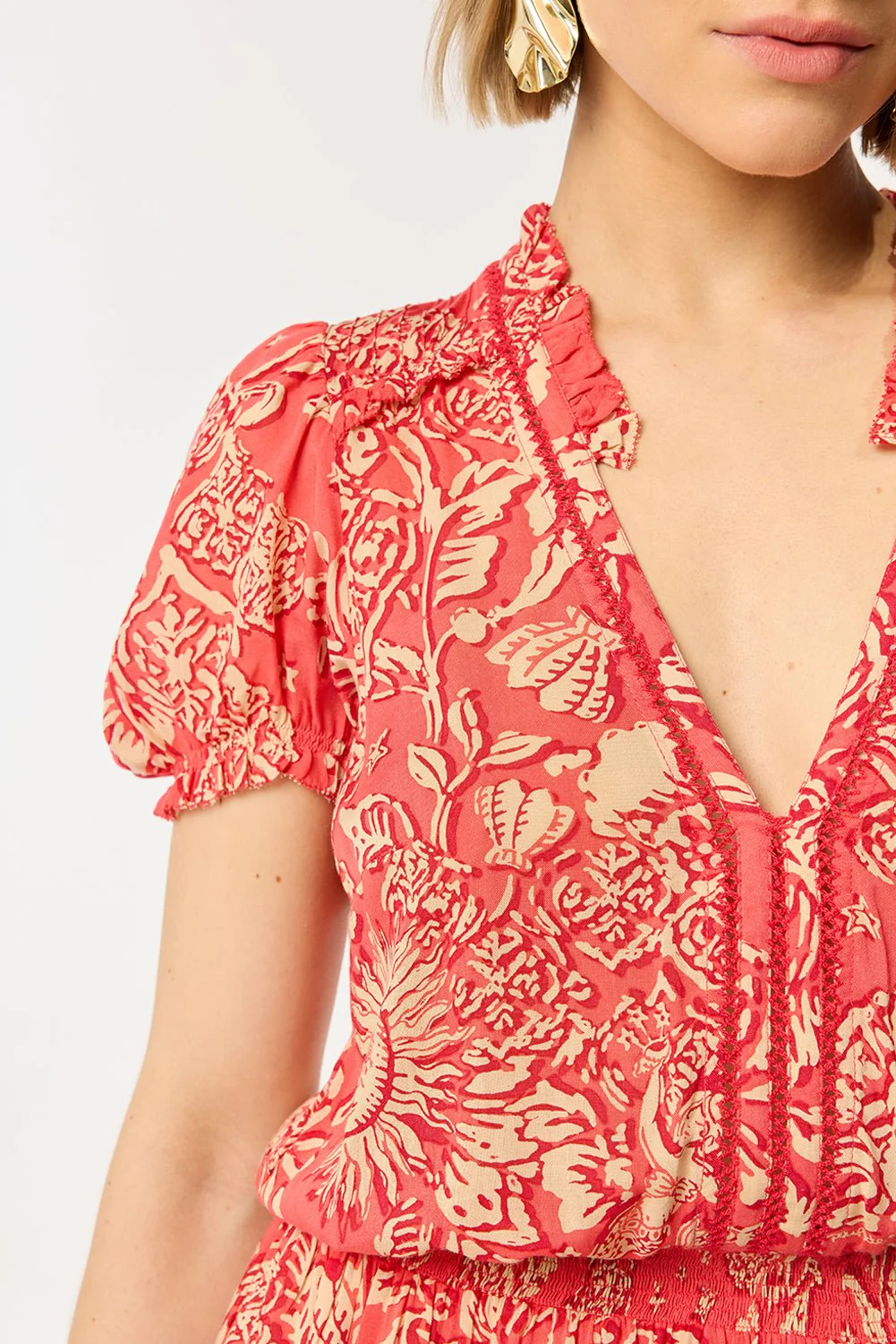 Mini Dress Bibi - Pink Oriental Foulard - Image 2