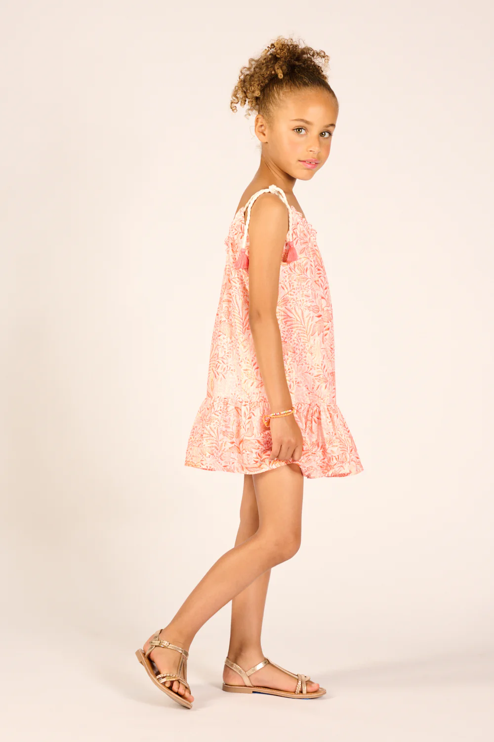Mini Dress Billie for girls - Orange Palmarosa - Image 4