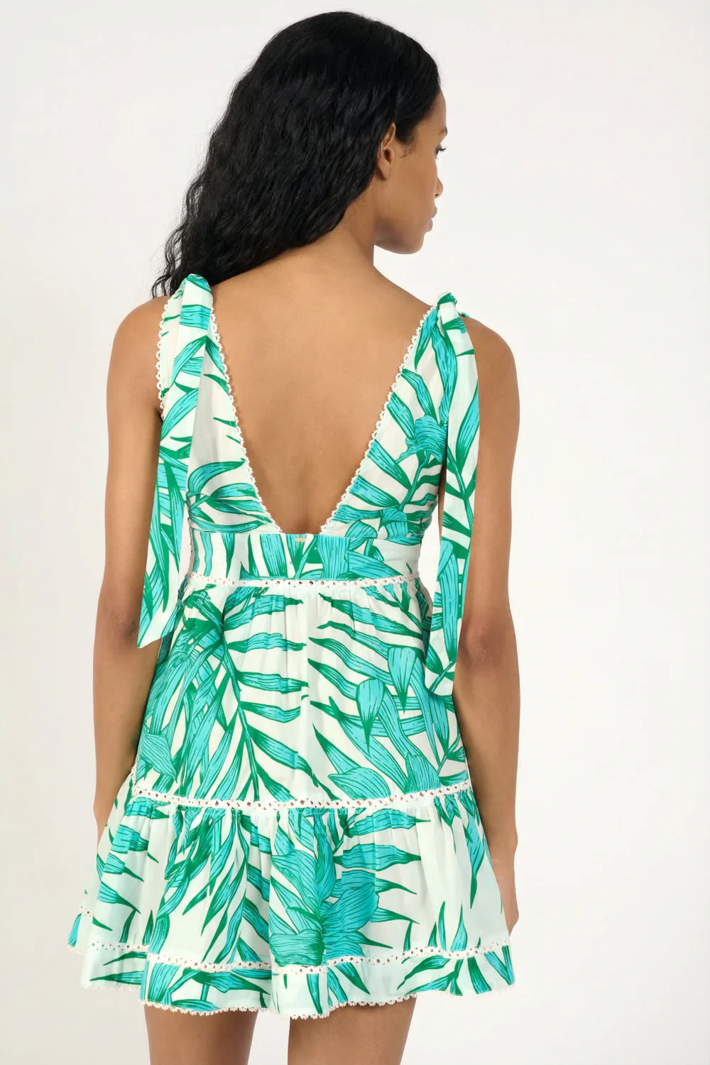 Mini Dress Cara - Green Palm Leaf - Image 4