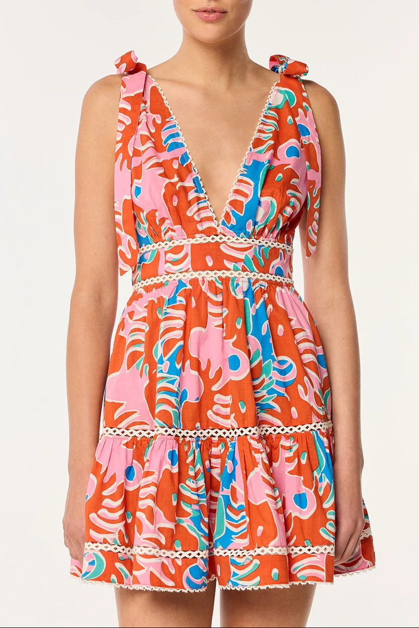 Mini Dress Cara - Red Geo Afro