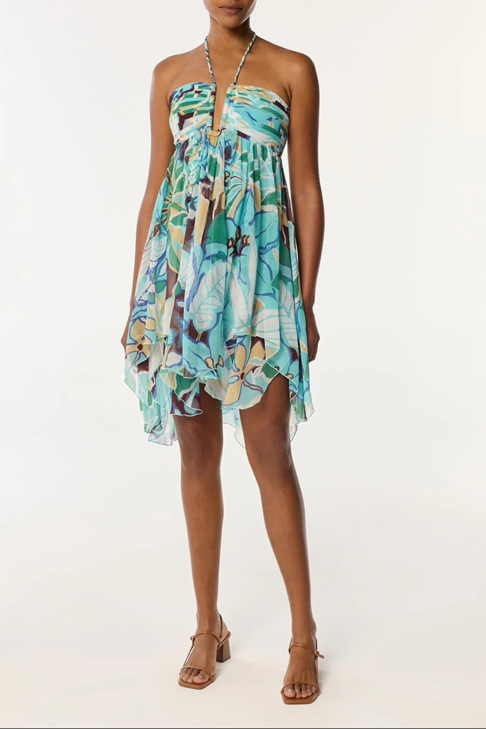 Mini Dress Carla - Aqua Macro Lilium - Image 2