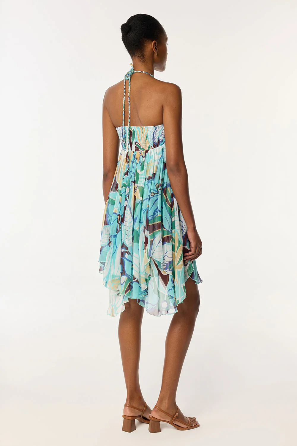 Mini Dress Carla - Aqua Macro Lilium - Image 3