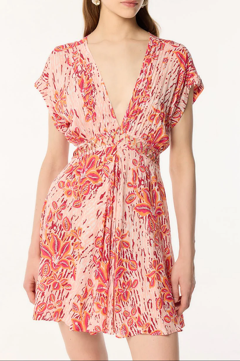 Mini Dress Cecile - Pink Exotic Forest