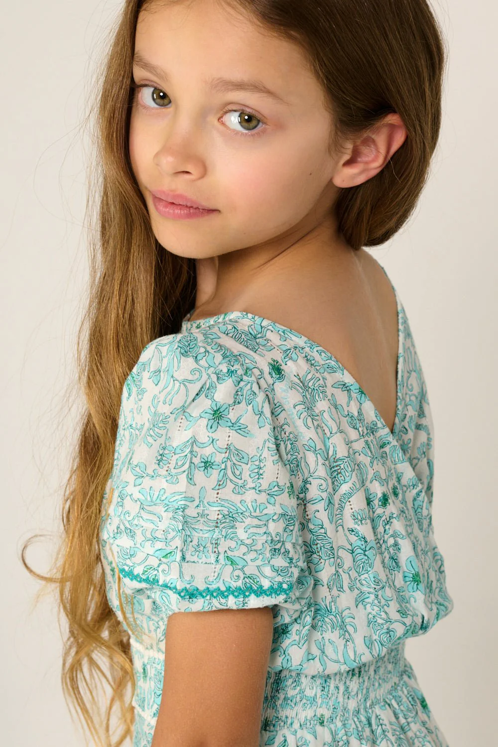Mini Dress Chantal for girls - Aqua Tiare - Image 2