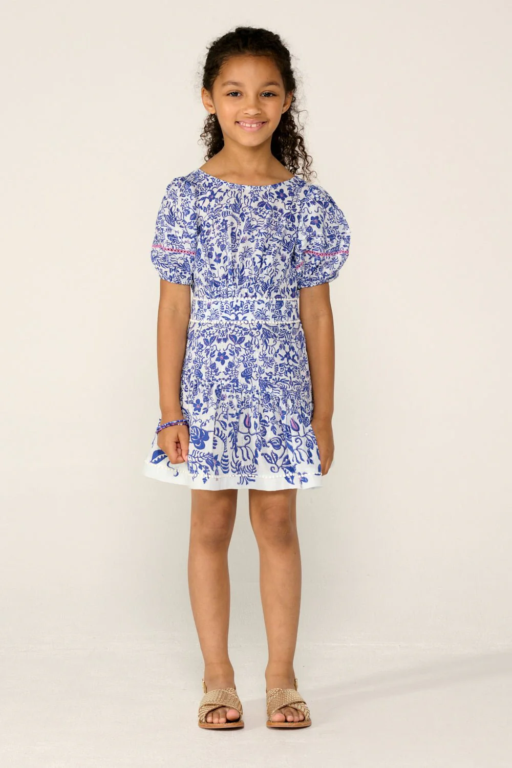 Mini Dress Chantal for girls - Blue Tiare