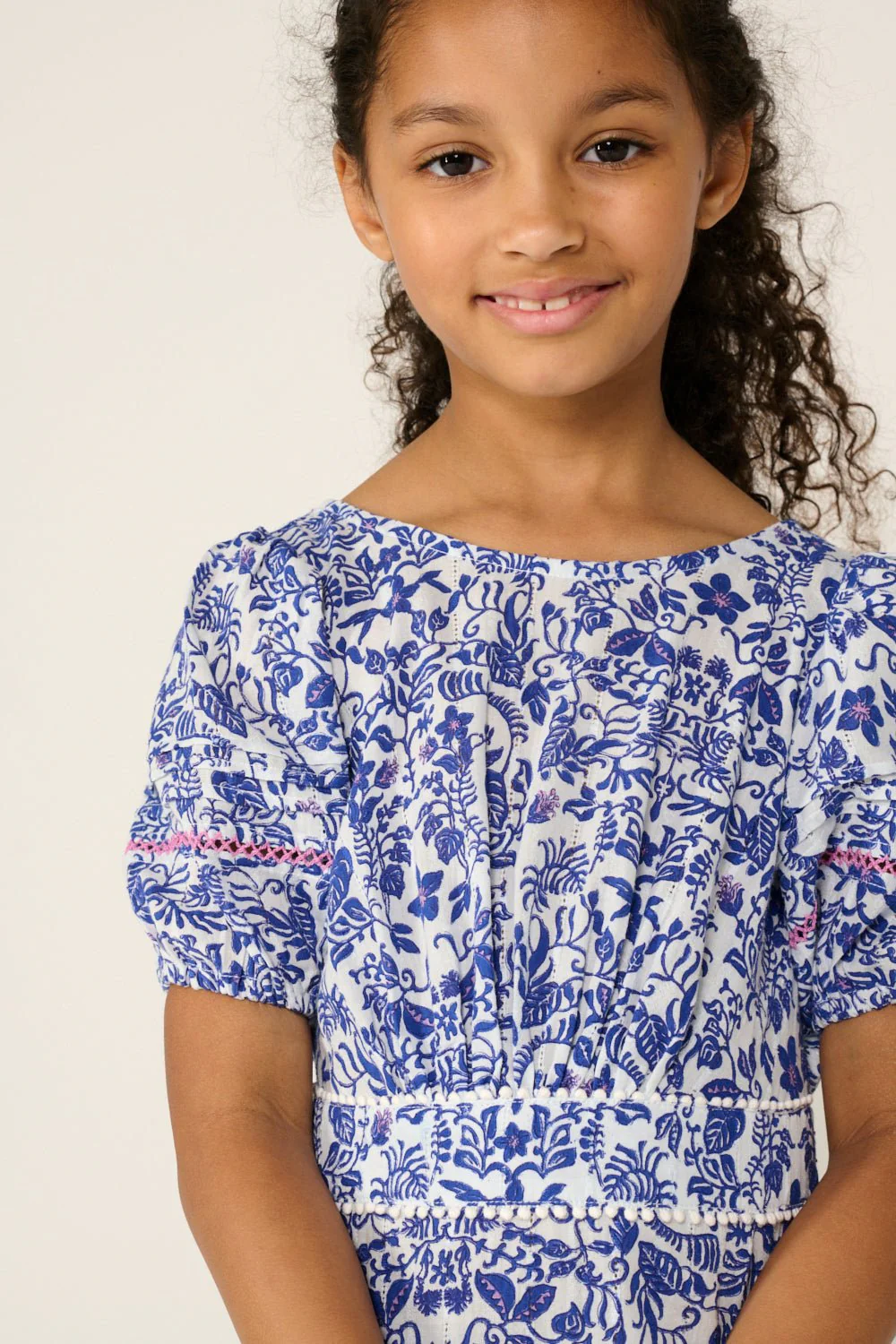 Mini Dress Chantal for girls - Blue Tiare - Image 2