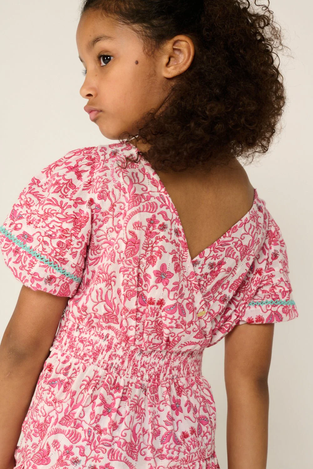 Mini Dress Chantal for girls - Pink Tiare - Image 3