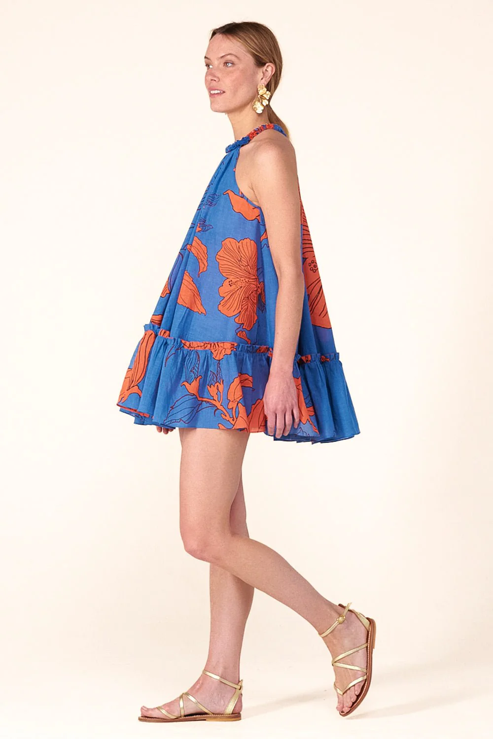 Mini Dress Cleo - Blue Hibiscus - Image 3