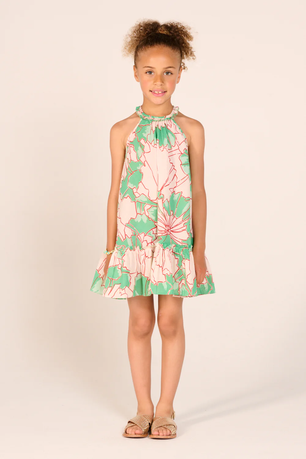 Mini Dress Cleo for girls - Green Petal - Image 2