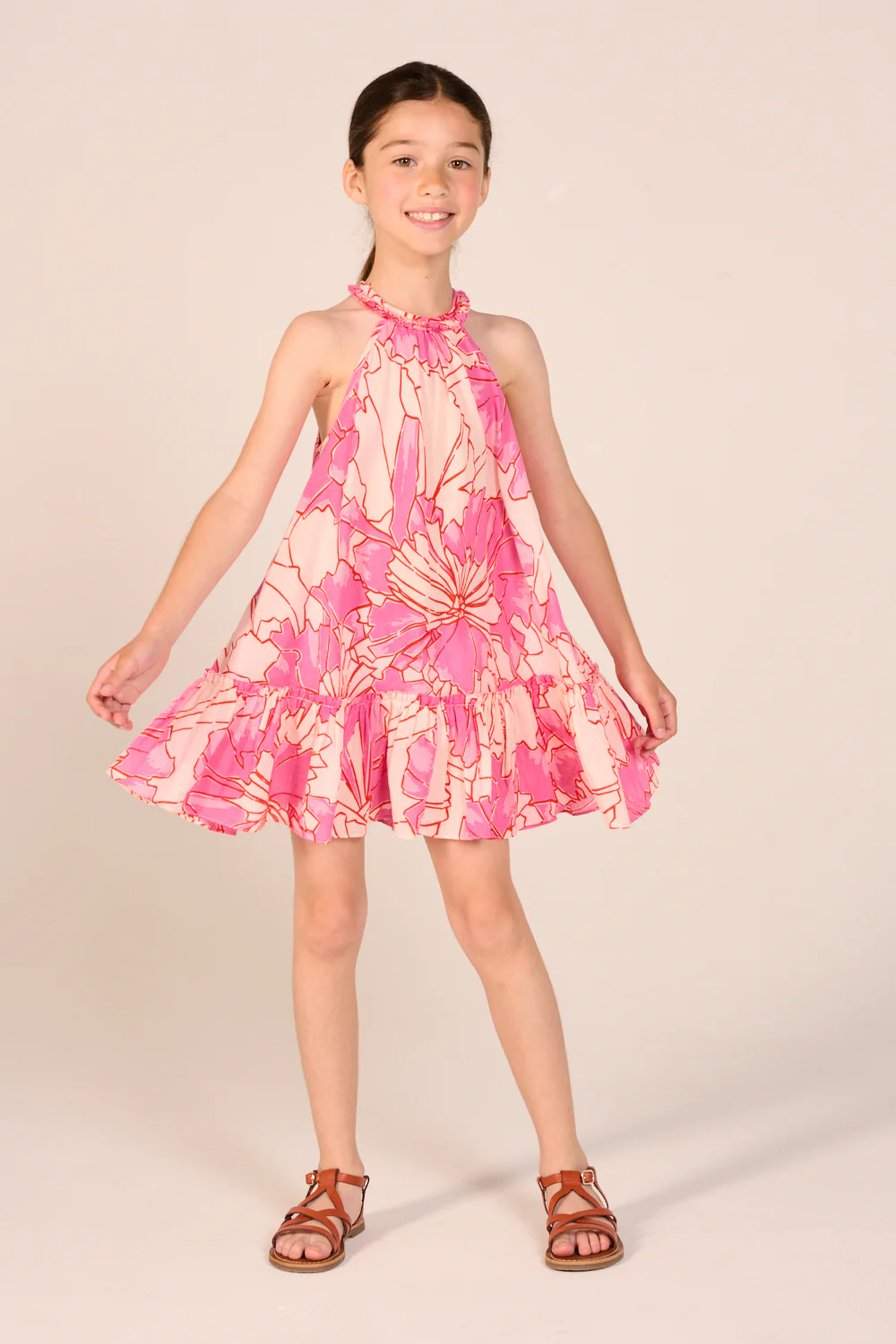 Mini Dress Cleo for girls - Pink Petal