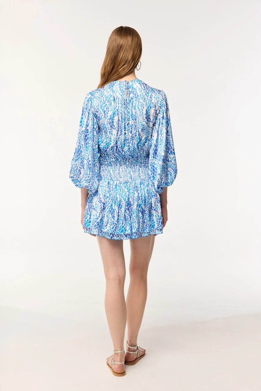 Mini Dress Colleen - Blue Wavy Animalier - Image 3