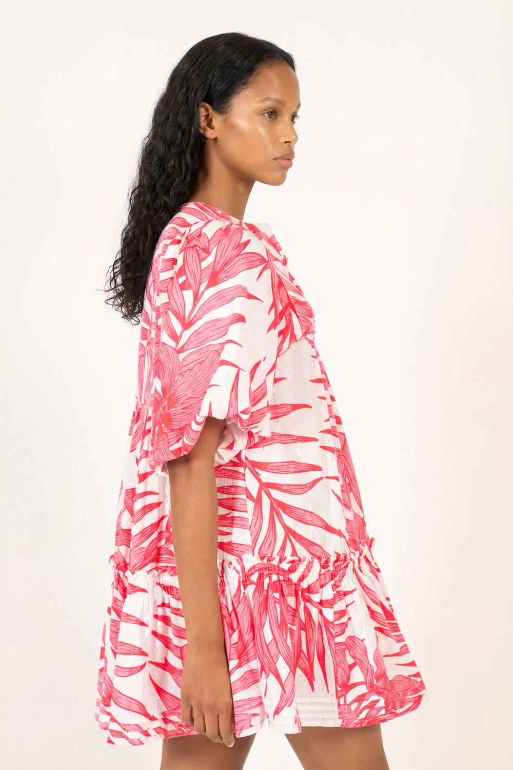 Mini Dress Cruz - Pink Palm Leaf - Image 2