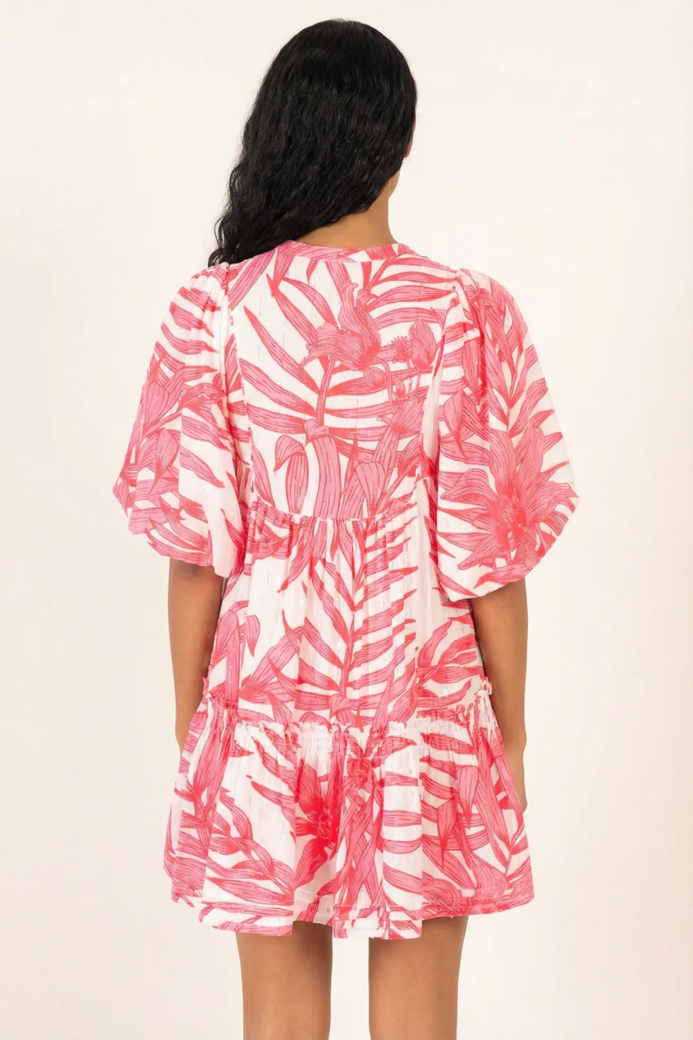 Mini Dress Cruz - Pink Palm Leaf - Image 3