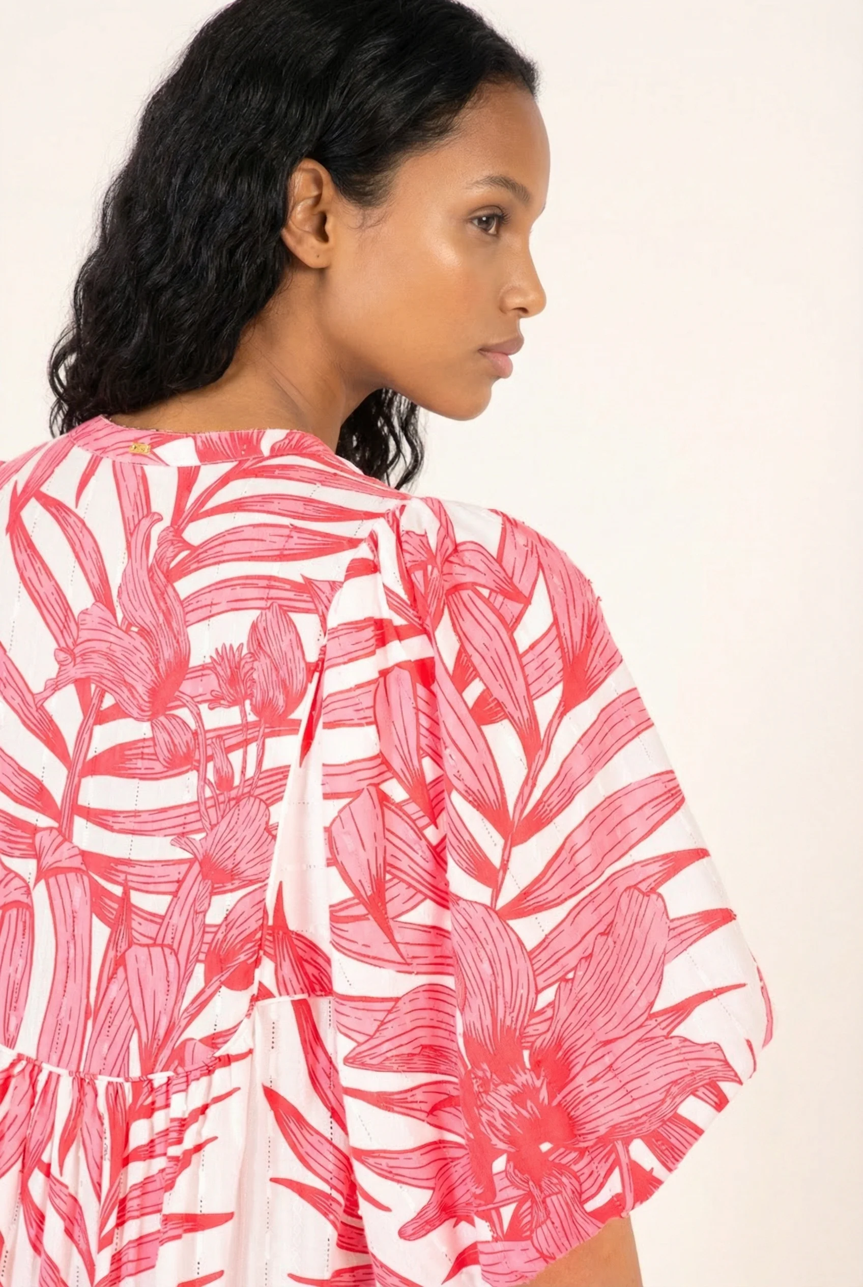 Mini Dress Cruz - Pink Palm Leaf - Image 4