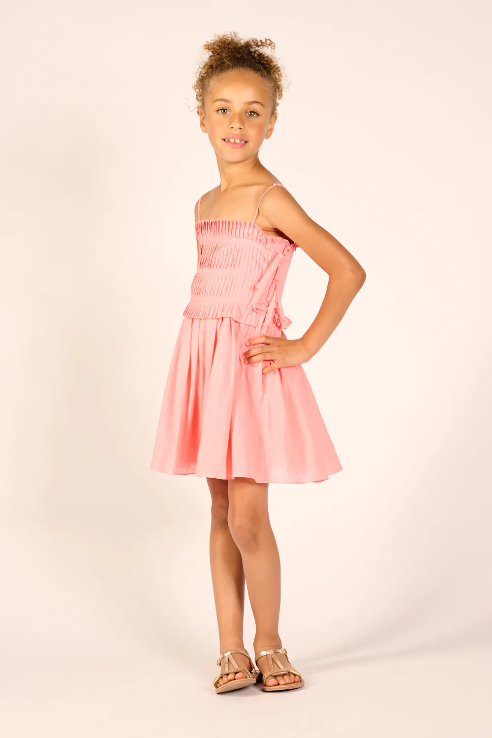 Mini Dress Elena for girls - Warm Peach - Image 3