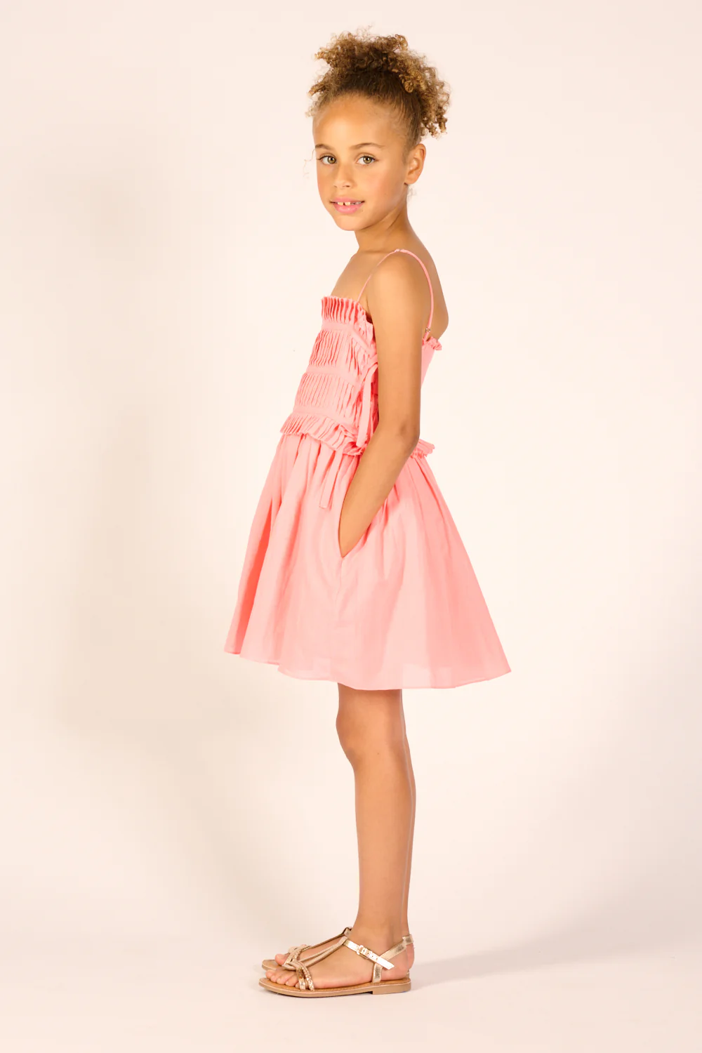 Mini Dress Elena for girls - Warm Peach - Image 4