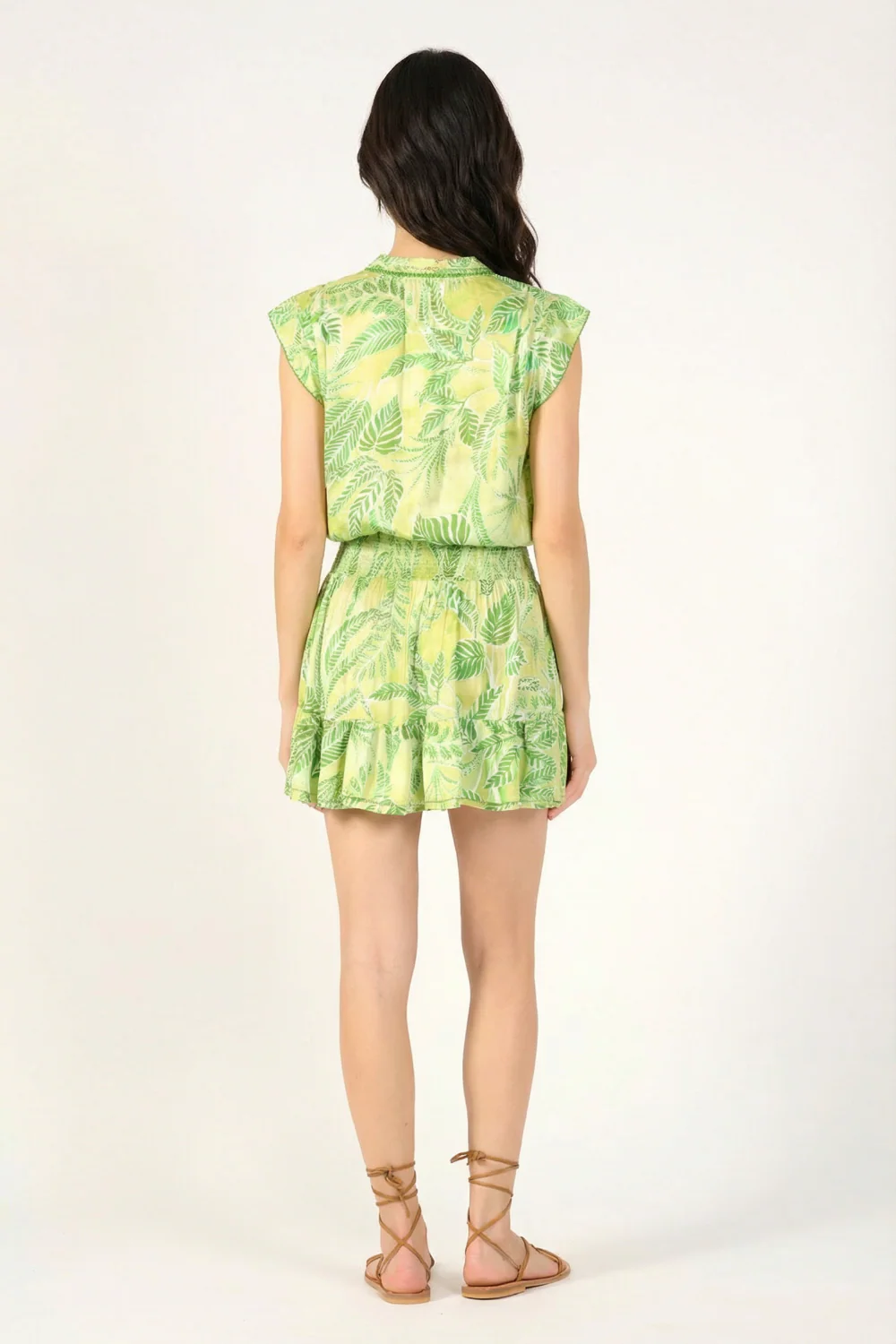 Mini Dress Estelle - Green Calathea - Image 3
