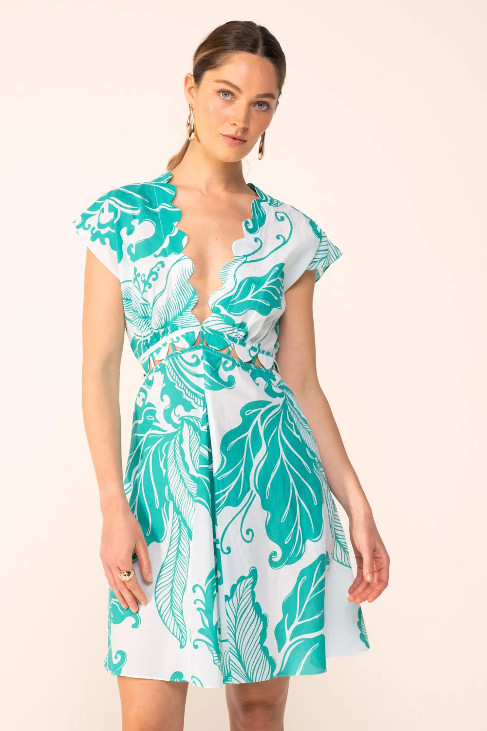 Mini Dress Hazel - Green Reef Wave