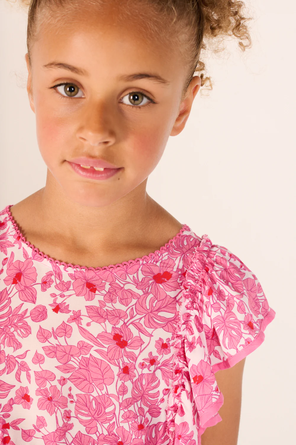 Mini Dress Kikka for girls - Pink Aquaflora - Image 2