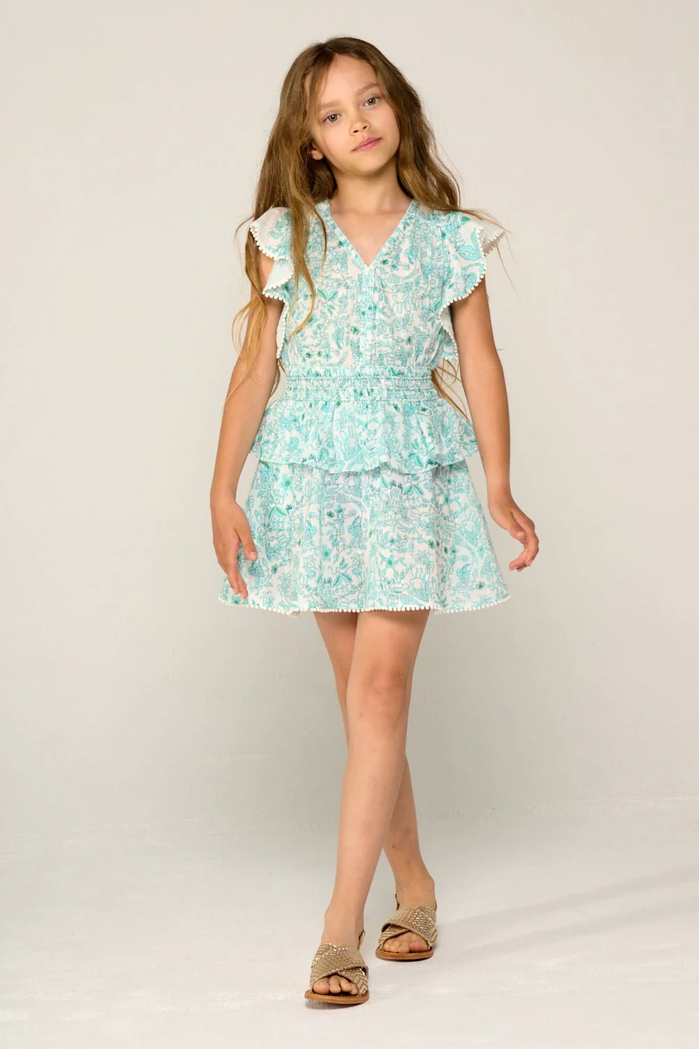 Mini Dress Noemi for girls - Aqua Tiare