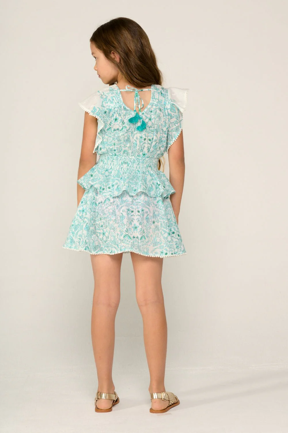 Mini Dress Noemi for girls - Aqua Tiare - Image 4