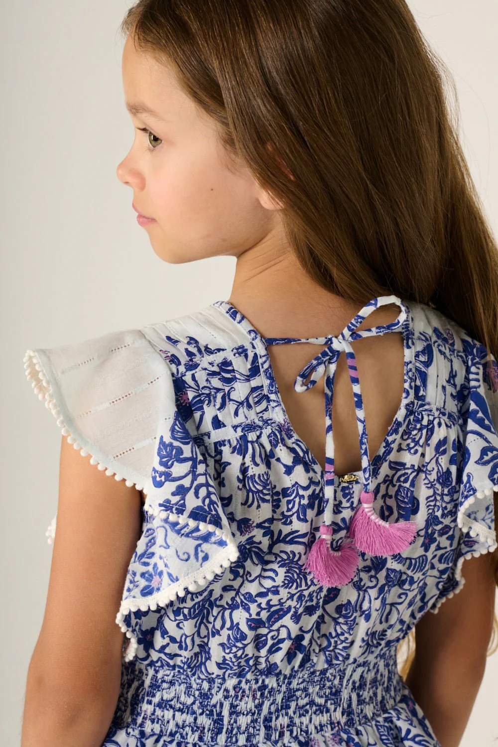 Mini Dress Noemi for girls - Blue Tiare - Image 3