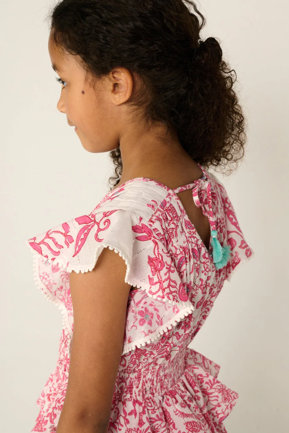 Mini Dress Noemi for girls - Pink Tiare - Image 3