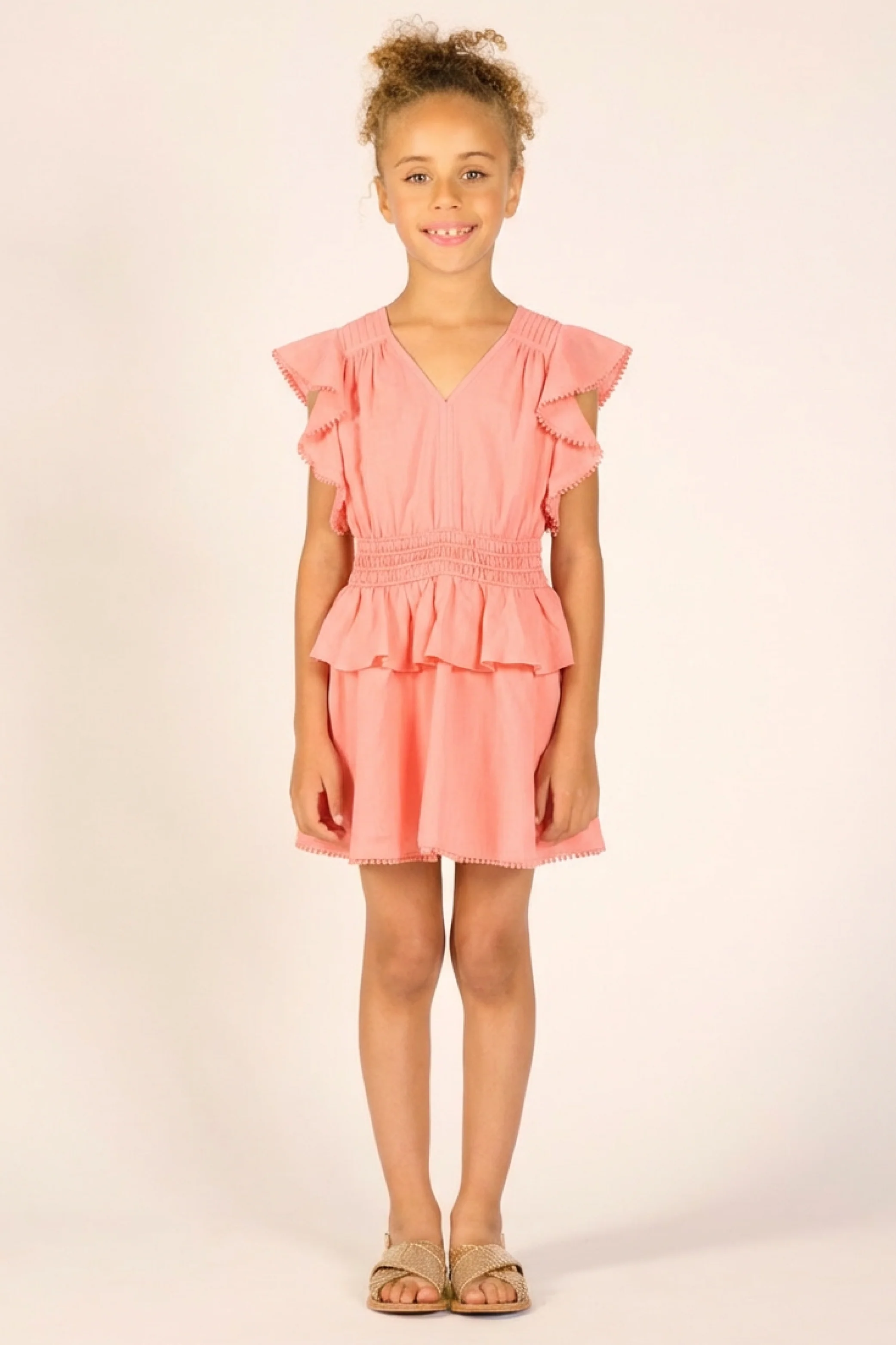 Mini Dress Noemi for girls - Warm Peach