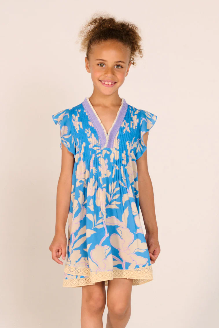 Mini Dress Sasha for girls - Blue Palm Beach - Image 2