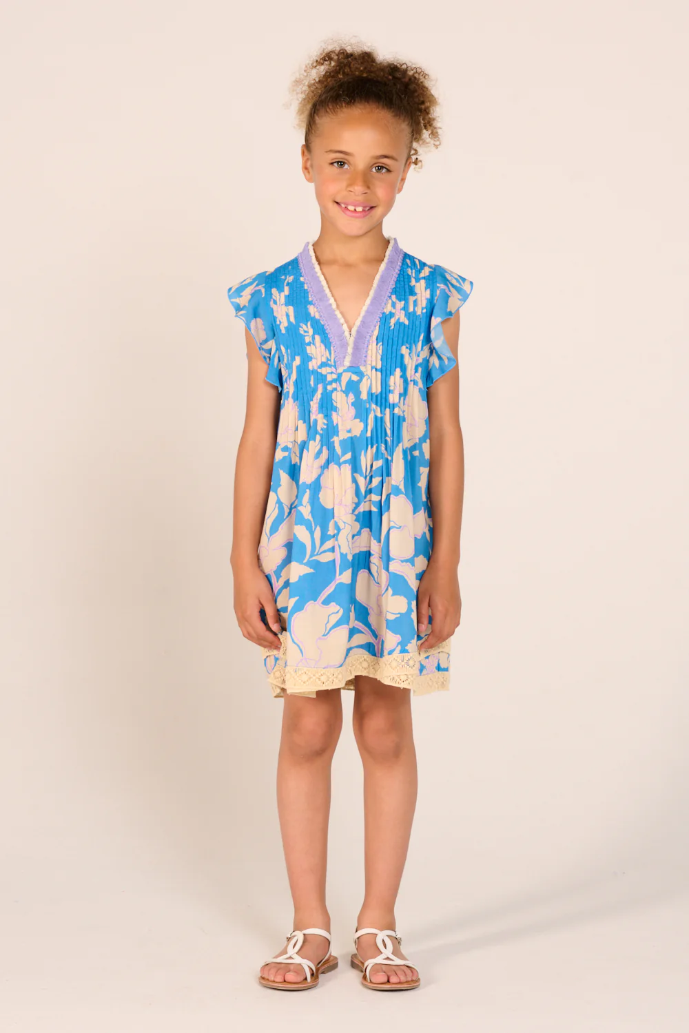 Mini Dress Sasha for girls - Blue Palm Beach - Image 3