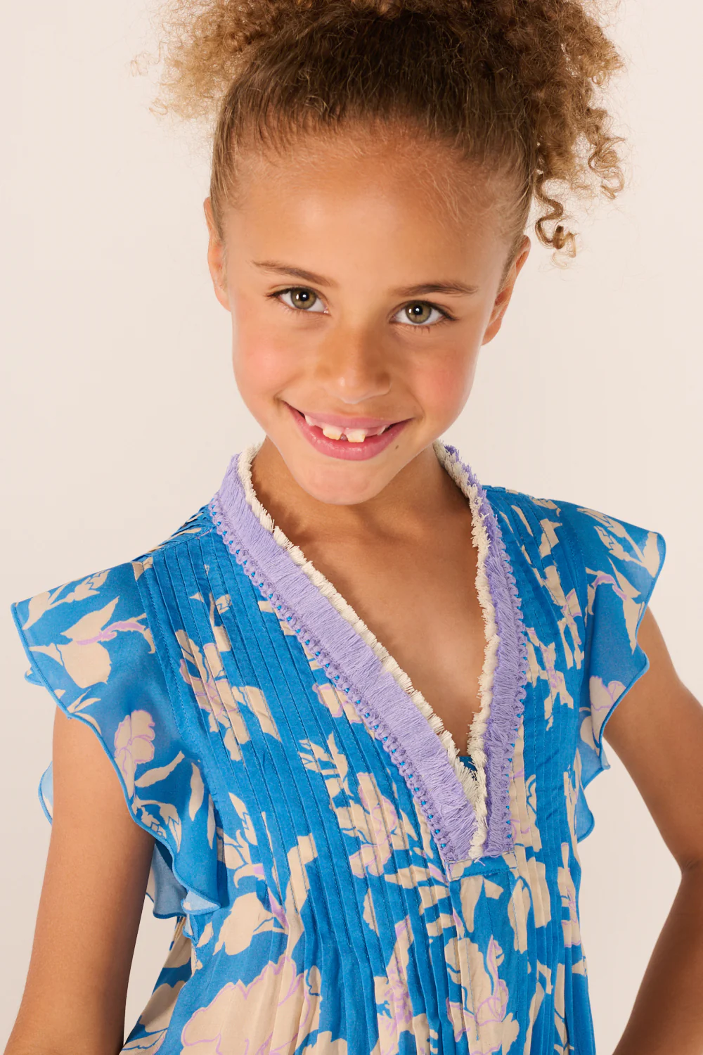 Mini Dress Sasha for girls - Blue Palm Beach - Image 4