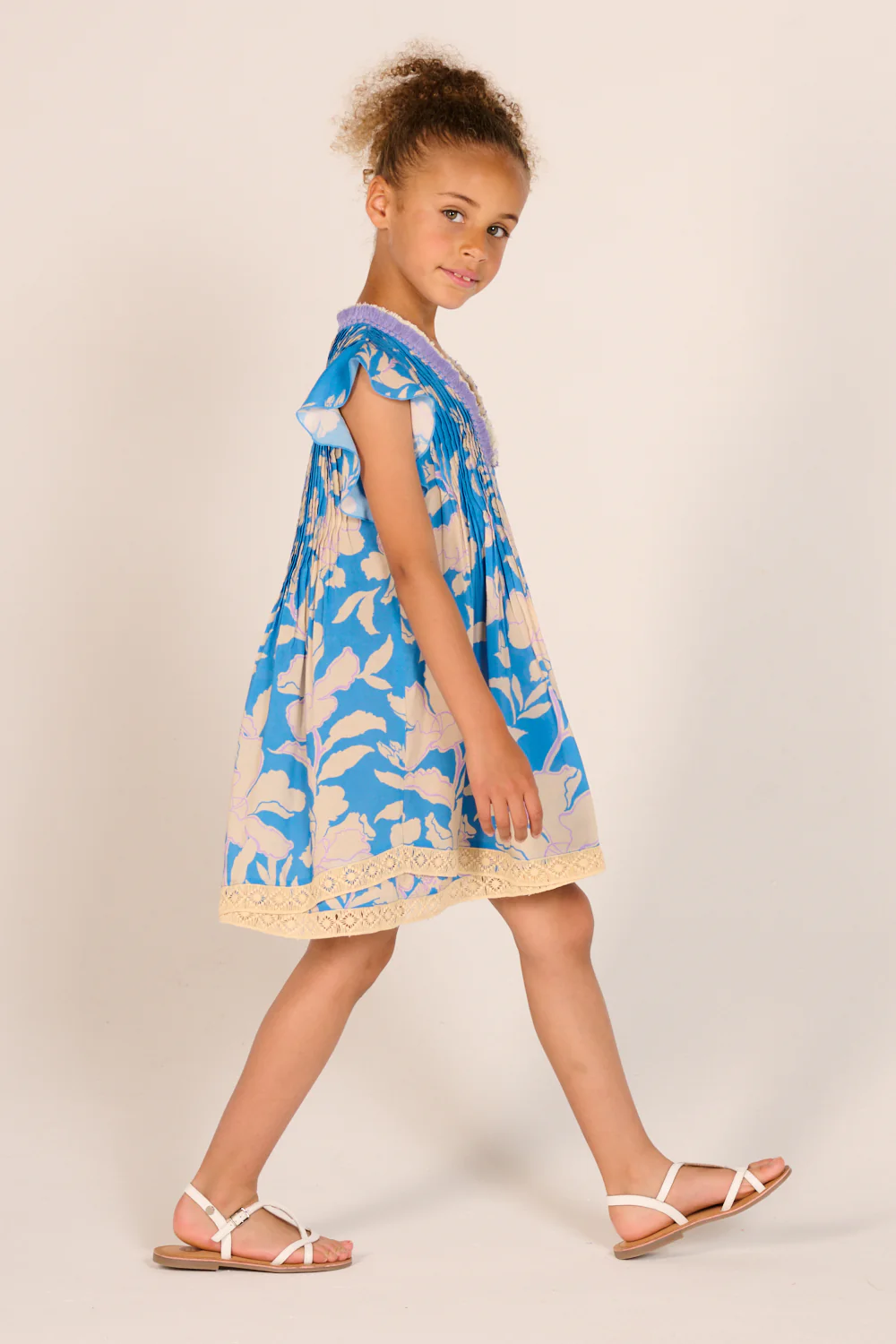 Mini Dress Sasha for girls - Blue Palm Beach - Image 5