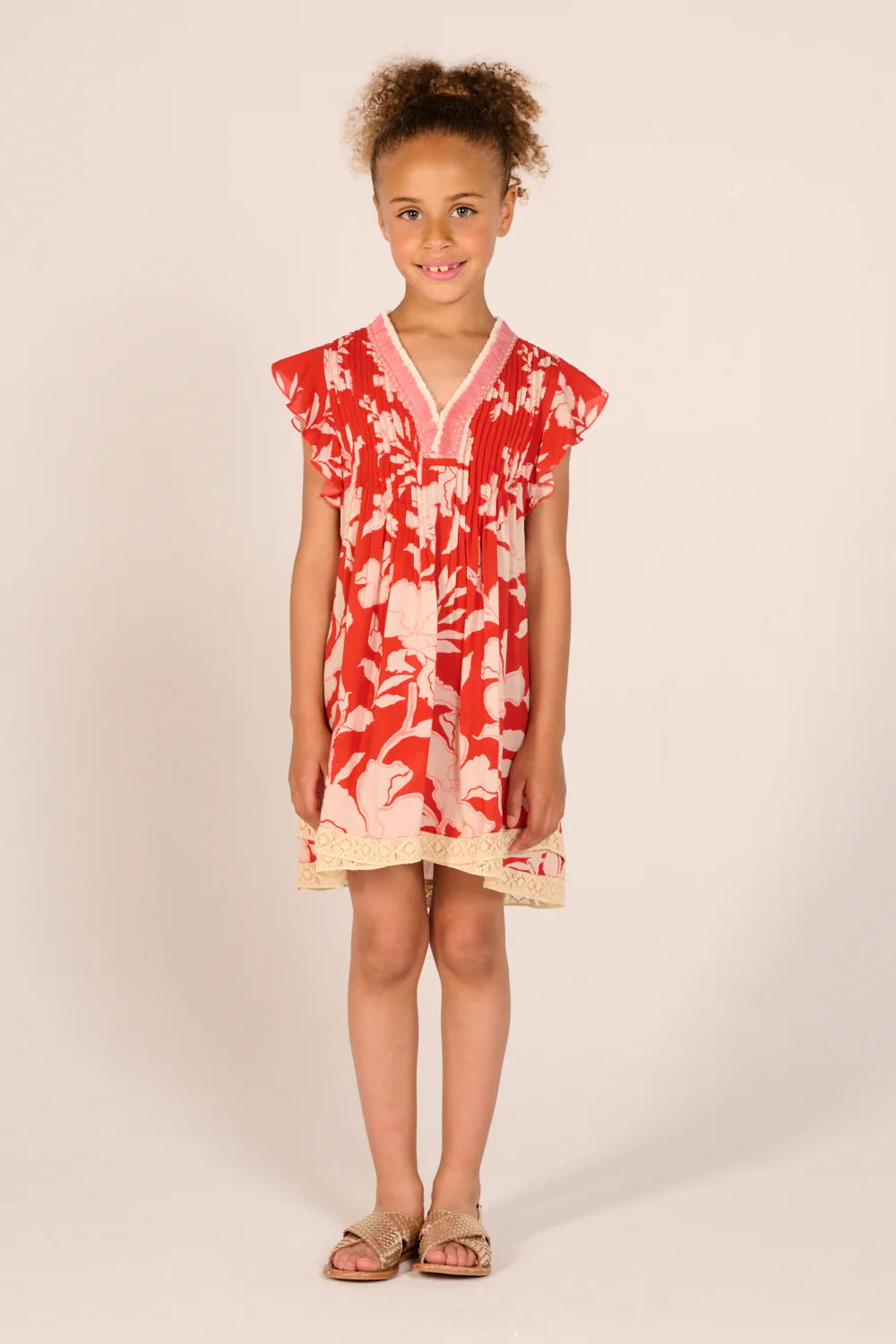 Mini Dress Sasha for girls - Coral Palm Beach - Image 4