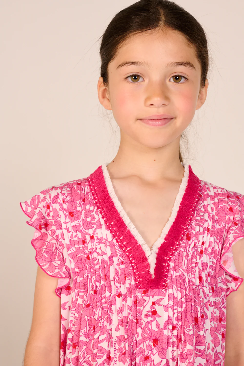Mini Dress Sasha for girls - Pink Aquaflora - Image 2