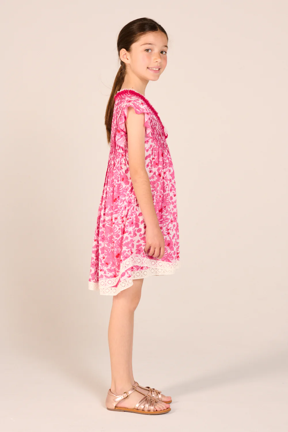 Mini Dress Sasha for girls - Pink Aquaflora - Image 4