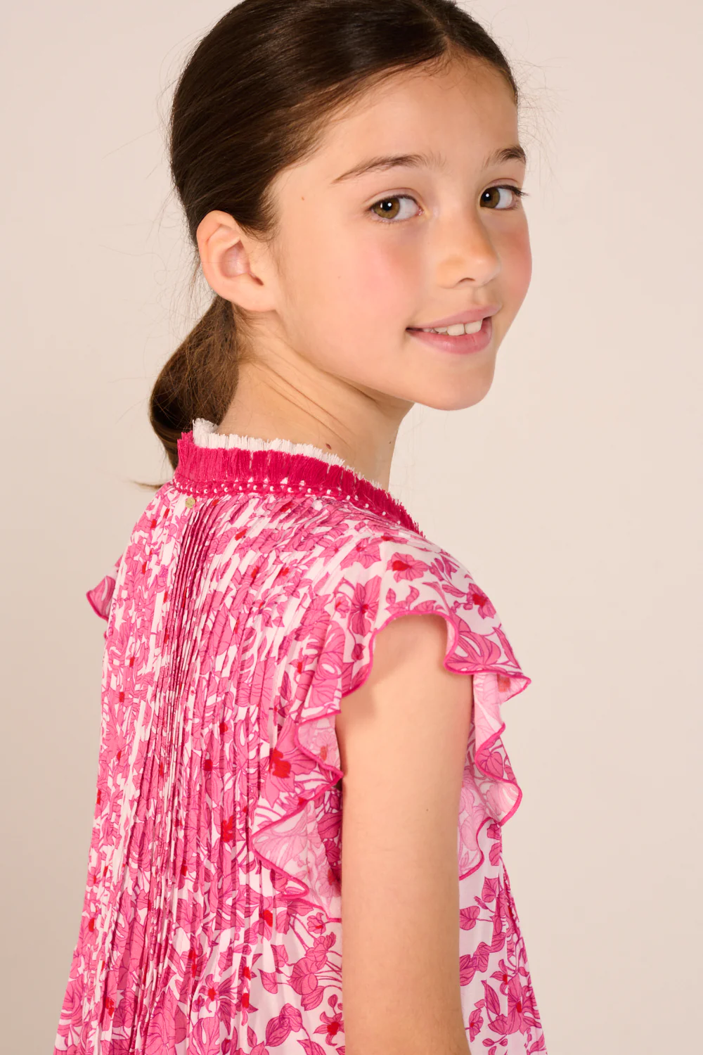 Mini Dress Sasha for girls - Pink Aquaflora - Image 5