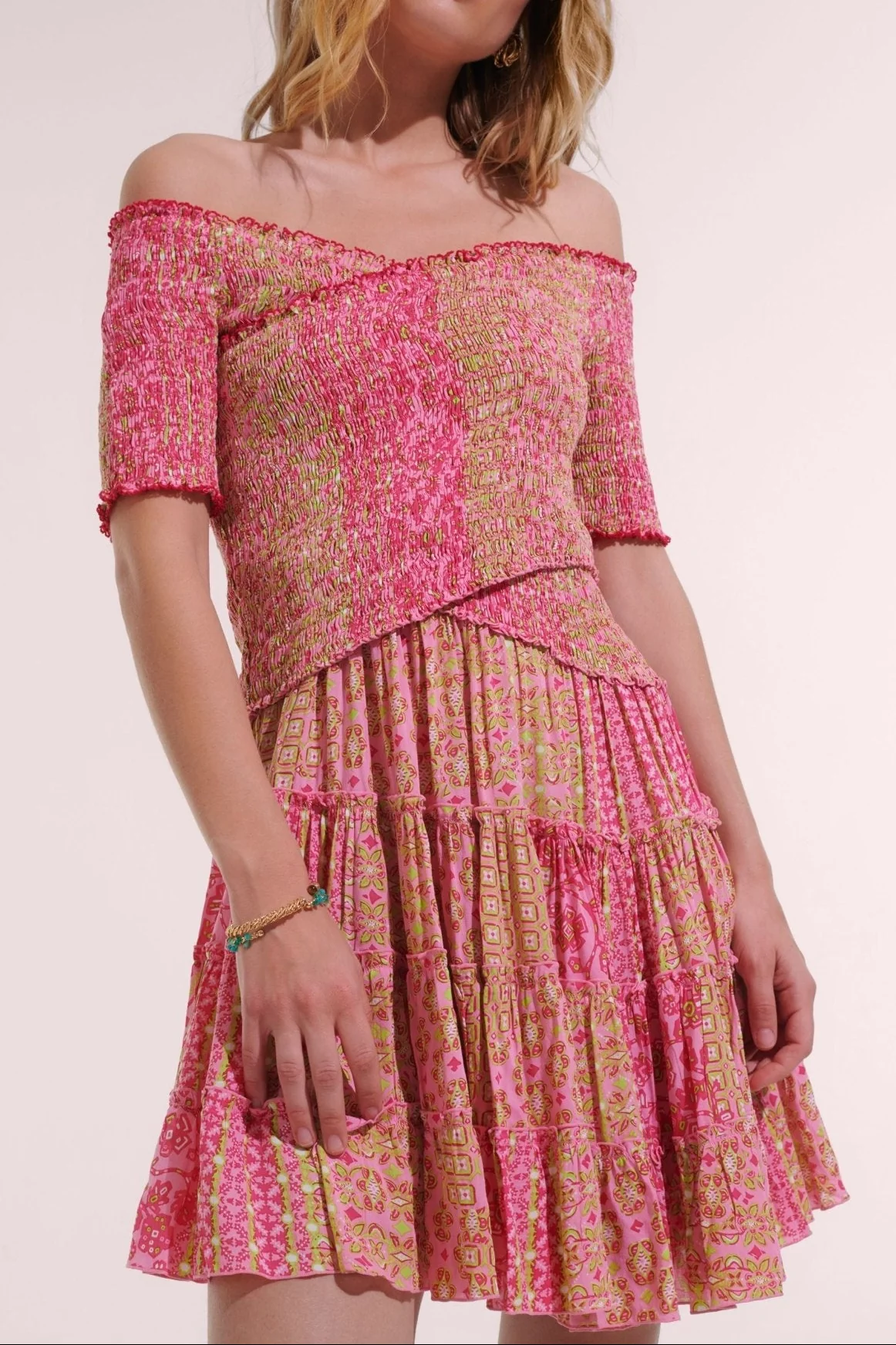 Mini Dress Soledad - Pink Verti Batik