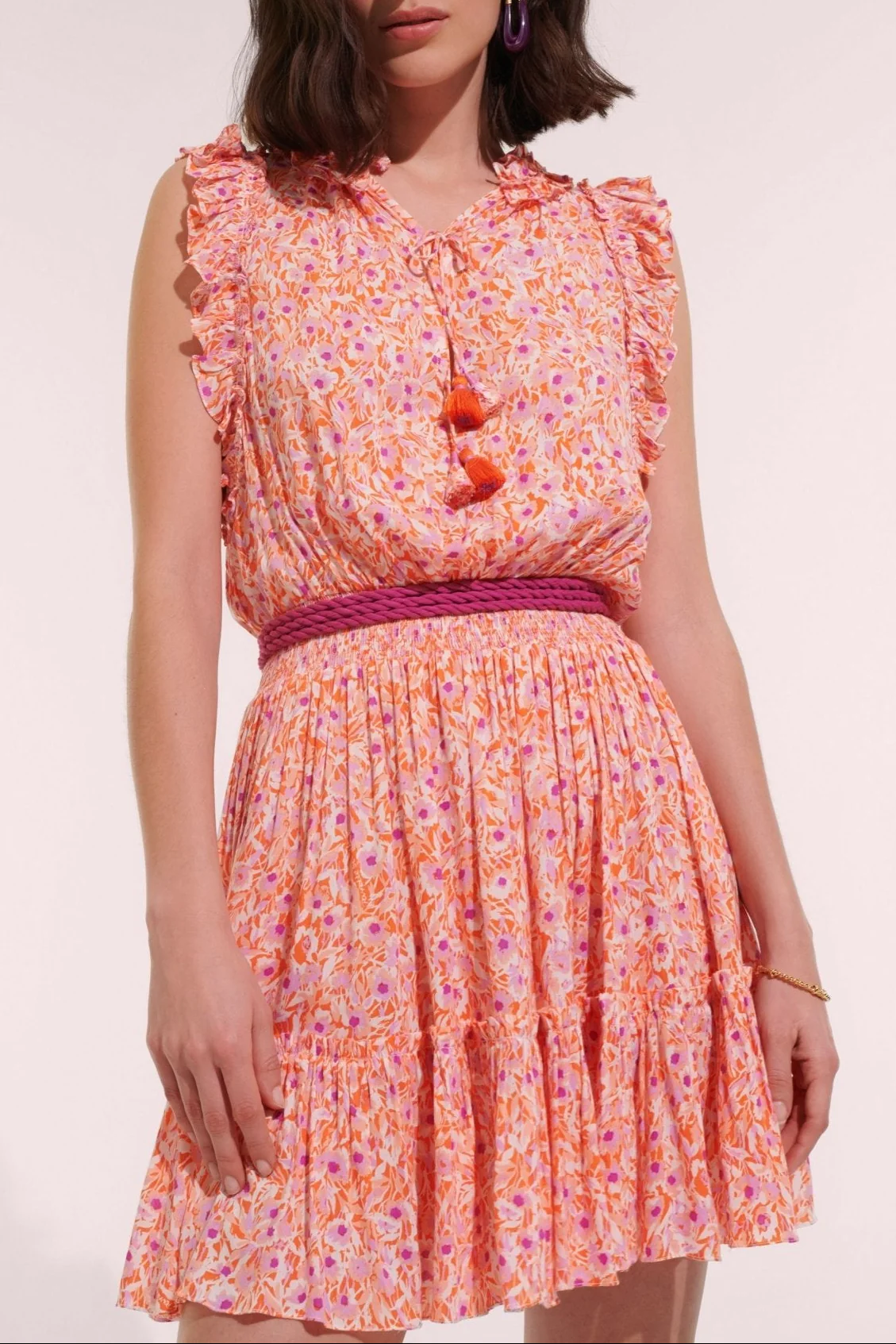 Mini Dress Triny - Orange Ocean Flowers - Image 2