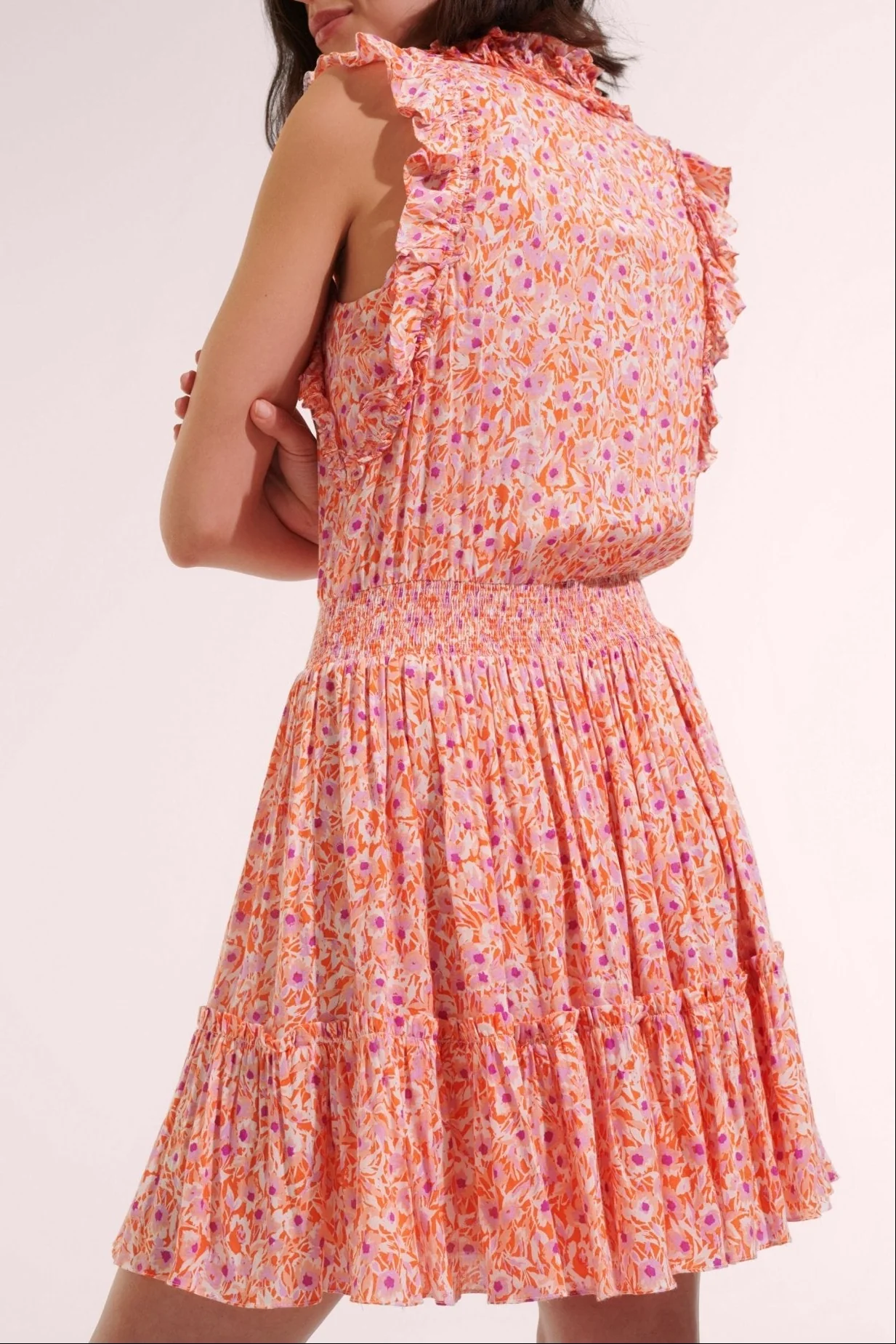 Mini Dress Triny - Orange Ocean Flowers - Image 3