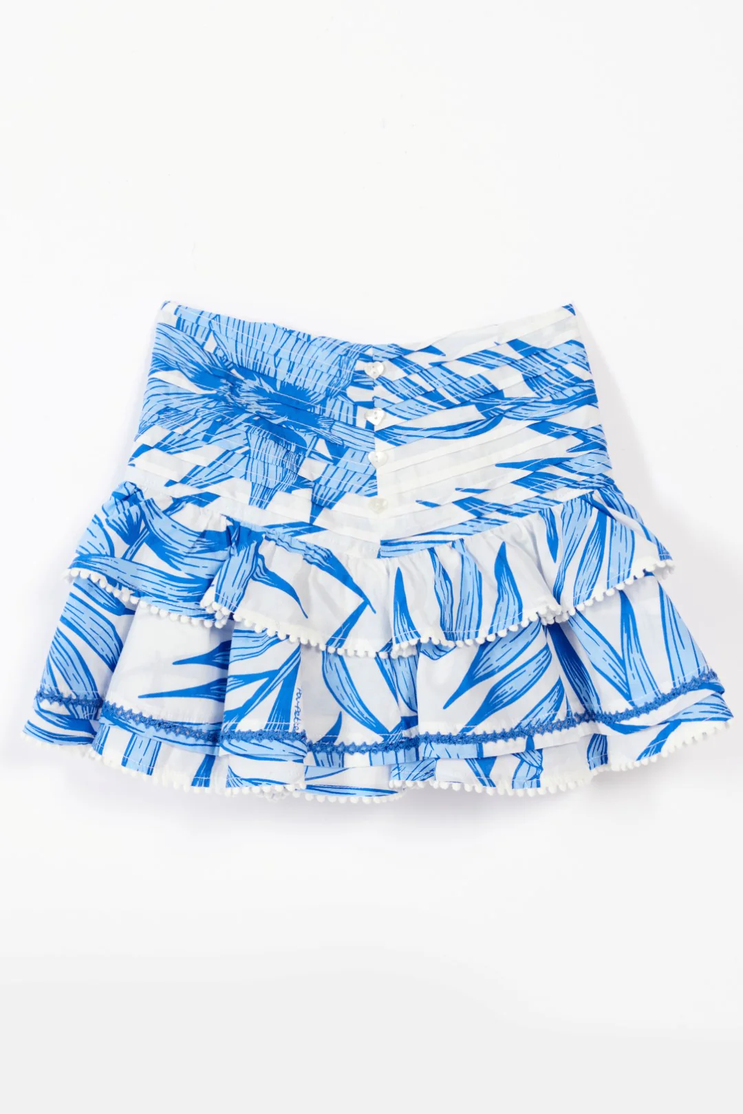 Mini Skirt Alizee for girls - Blue Palm Leaf