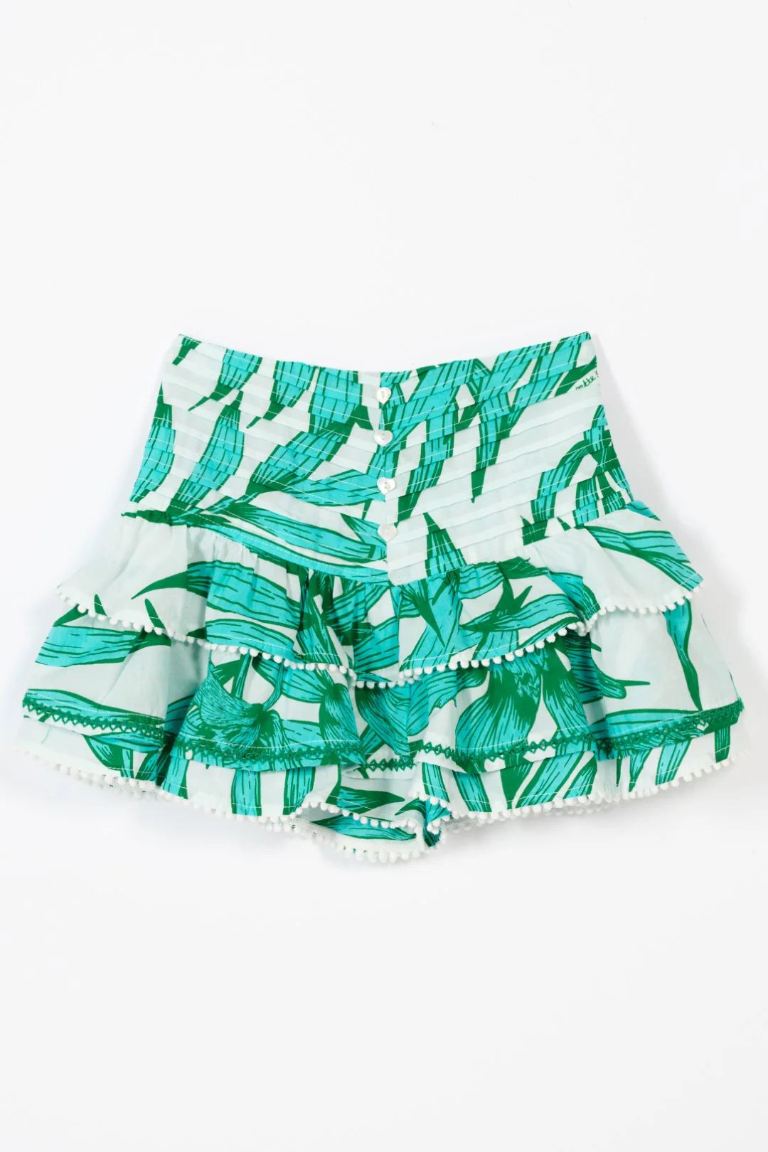 Mini Skirt Alizee for girls - Green Palm Leaf