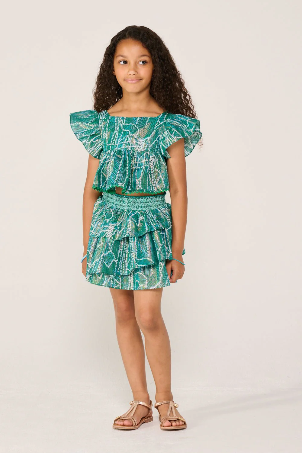 Mini Skirt Lilas for girls - Green Akoya - Image 2