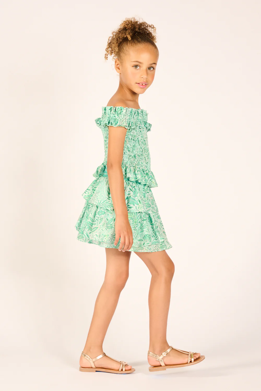 Mini Skirt Lilas for girls - Green Palmarosa - Image 2