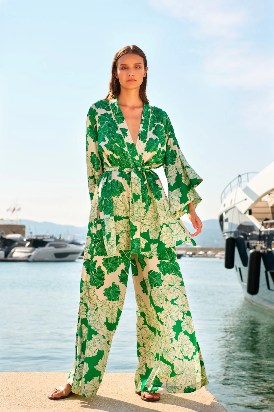 Pant Clea - Green Flower Bunch