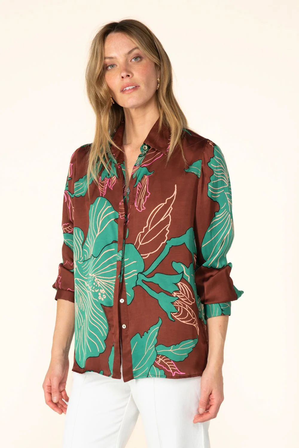 Shirt Eileen - Brown Hibiscus - Image 2